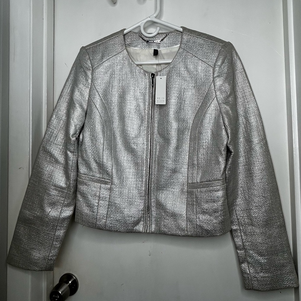 White House Black Market Silver Metallic Jacket